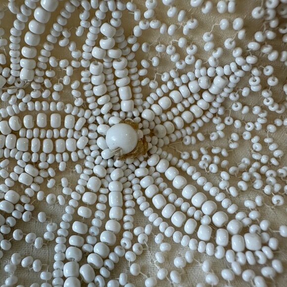 Neiman Marcus Vintage White & Cream Beaded Clutch Purse Handbag - Picture 4 of 6
